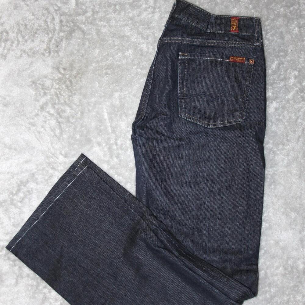 7 For All Mankind Jeans Mens sz 28 28x32 Dark Blue Denim Bootcut Slim Stretch
